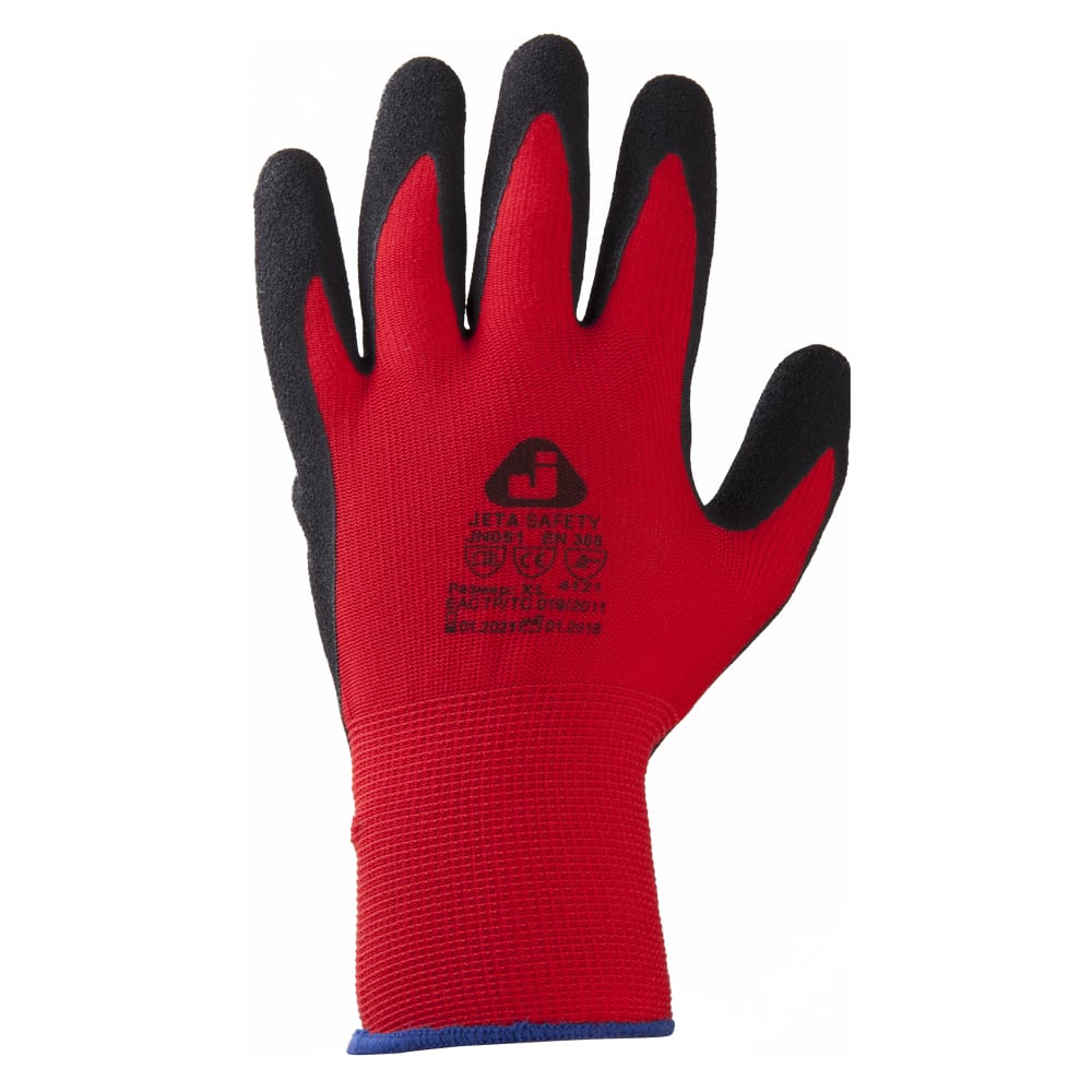 Купить Перчатки Jeta Safety, JN051/M, красный/черный, нитрил, полиэфир