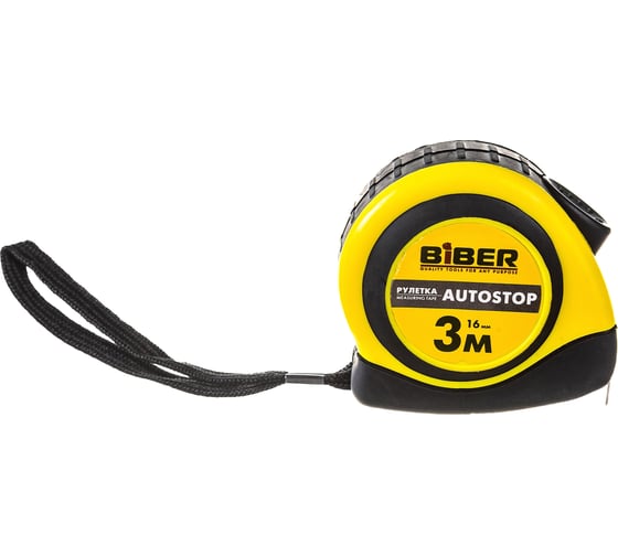Изображение товара Рулетка (обрезиненный корпус, 3 м х 16 мм) Biber AUTOSTOP 40071 тов-173001