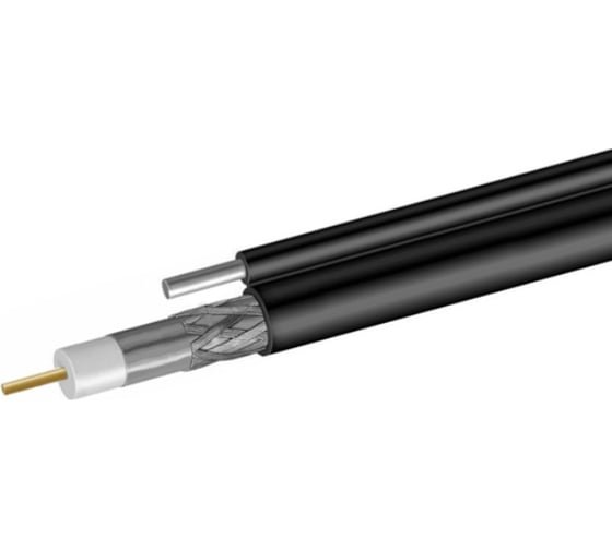 Изображение товара Кабель коаксиальный телевизионный магистральный Net.on RG-11 с тросом черный CCS 1,63 (21) / FPE / Al-Pet-Al Foil Unbonded / Al 96x0,12 / PE 305м 111PT-1