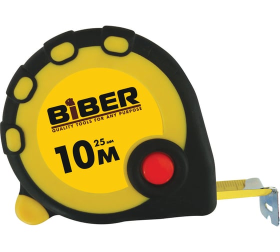 Изображение товара Рулетка (обрезиненный корпус, 10 м х 25 мм) Biber STANDART 40095 тов-173014