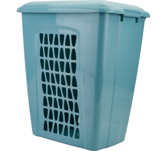 Изображение товара Корзина для белья Martika Молетта прямоугольная 45л с крышкой бирюзовая С701БИР