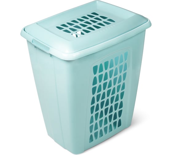Изображение товара Корзина для белья Martika Молетта прямоугольная 60л с крышкой бирюзовая С702БИР