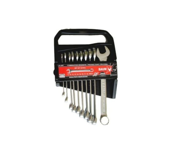 Изображение товара Набор комбинированных ключей в пластиковом держателе 10 предметов 8мм - 19мм BAUM 30-10MP