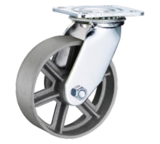 Изображение товара Большегрузное чугунное колесо без резины SCs 80 200 мм, поворотное, площадка, темный обод TOR 1027223