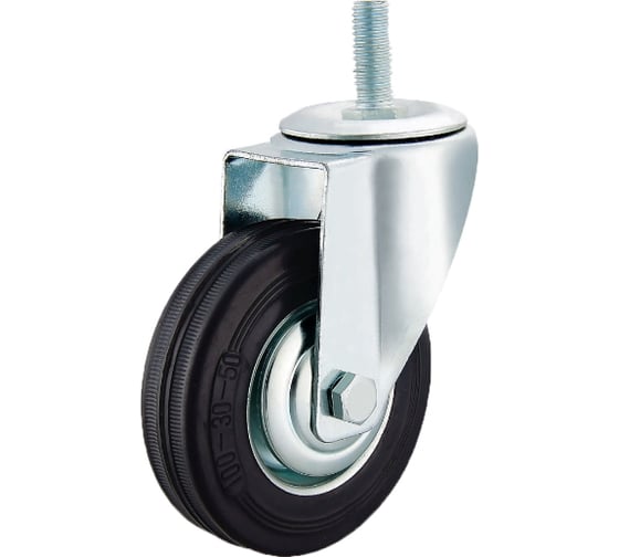 Изображение товара Промышленное колесо SCt 55 125 мм, болт, поворотное, черная резина, роликоподшипник TOR 1027173