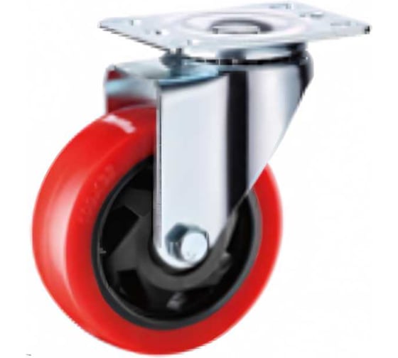 Изображение товара Промышленное полиуретановое колесо SCM 55 125 мм, поворотное, площадка, втулка скольжения TOR 1027243