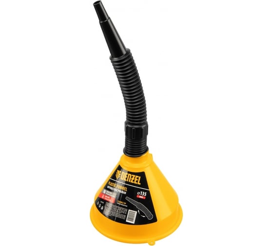 Изображение товара Воронка пластиковая 135 мм, с металлическим ситом, гибким наконечником и непроливайкой Denzel 537210