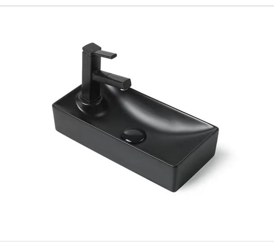 Изображение товара Керамическая накладная/подвесная раковина Santi Line чёрная матовая, правая SL-2009RMB