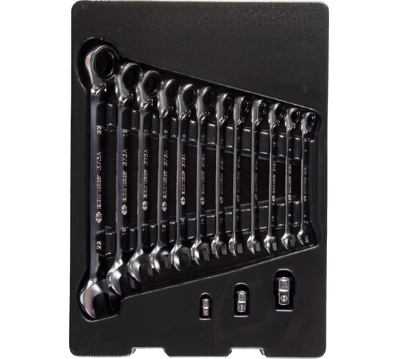 Изображение товара Набор комбинированных ключей с трещоткой KING TONY ложемент, 15 предметов 9-102A15MR