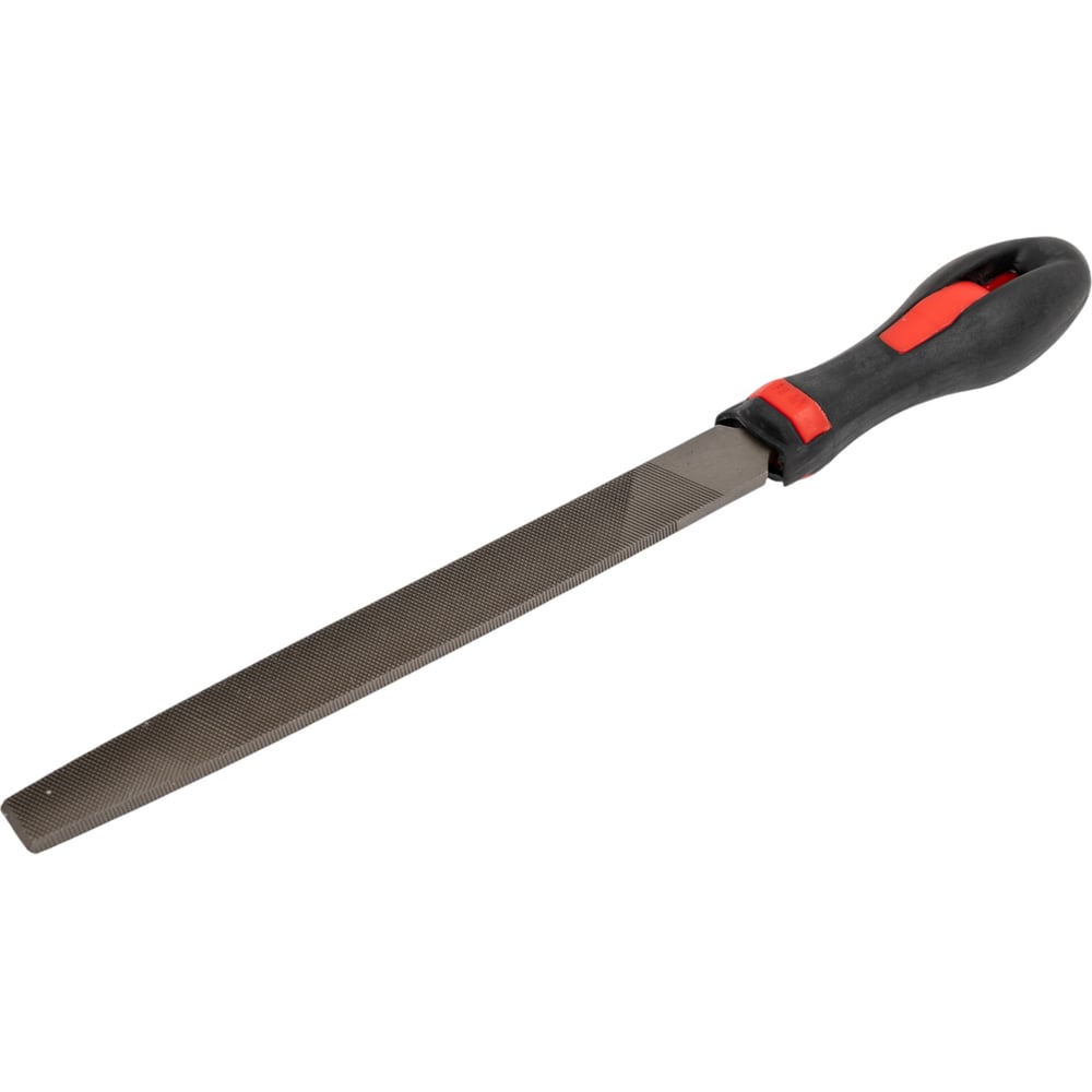 Изображение товара Плоский зауженный напильник с ручкой PVC (200 мм, насечка №1 грубая, по 3м сторонам) BAUM 3701200