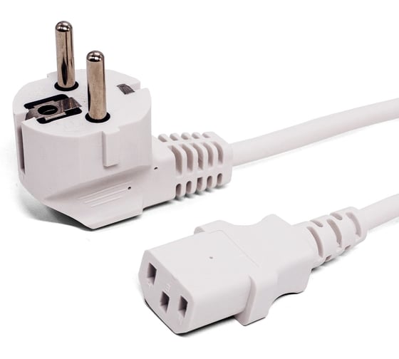 Изображение товара Кабель питания Filum cee 7/7-с13, 3x0.75мм², 220в, 10a, белый, 1.8м FL-PC10-EU-C13-1.8M-W