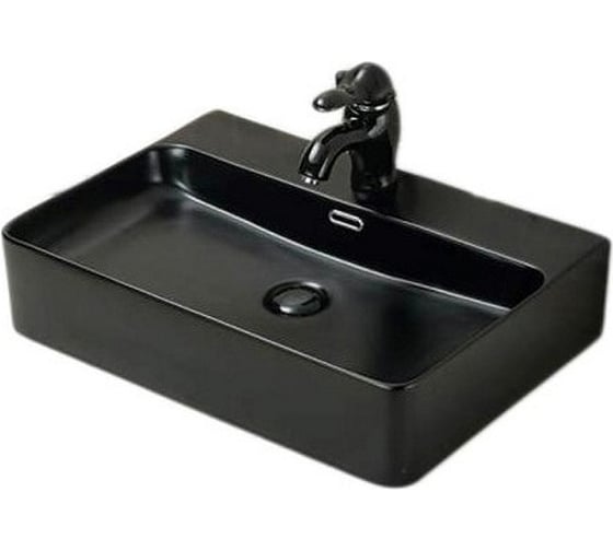 Изображение товара Керамическая раковина Santi Line матовая чёрная накладная SL-1003MB