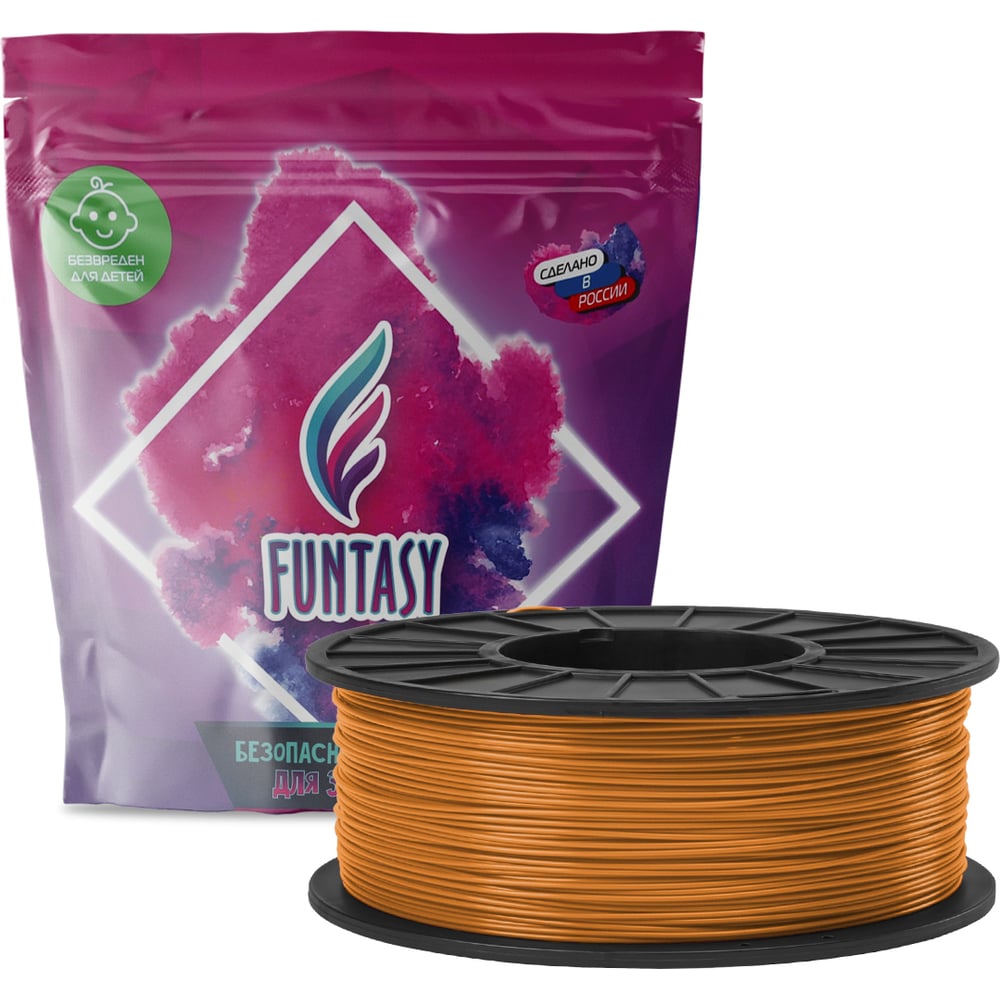 Изображение товара Пластик PETG в катушке Funtasy 1.75 мм янтарный 1 кг для 3D принтера