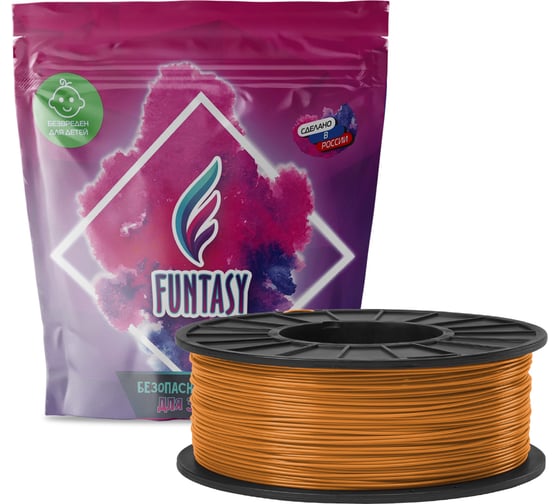 Изображение товара Пластик в катушке Funtasy  petg,1.75 мм,1 кг, цвет янтарный PETG-1KG-AM-1