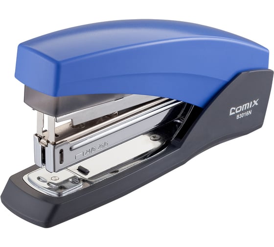 Изображение товара Степлер COMIX на 25 листов, с функцией без усилий, под скобы 24/6 и 26/6, синий B3016N BU