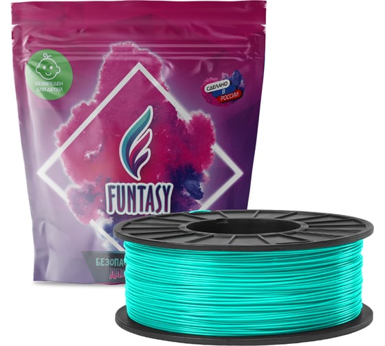 Изображение товара Пластик в катушке Funtasy petg,1.75 мм,1 кг, цвет бирюзовый PETG-1KG-SW-1