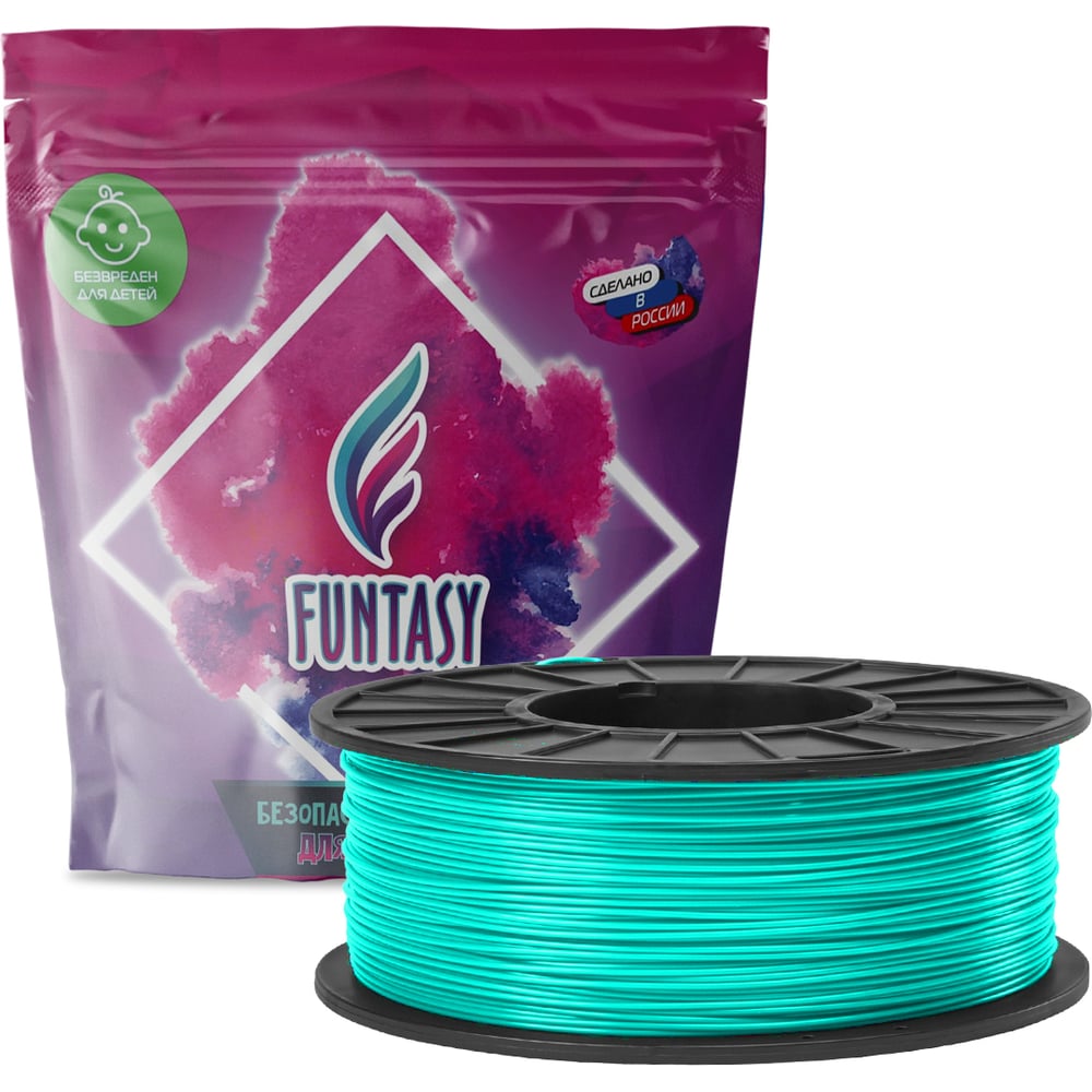Изображение товара Пластик в катушке Funtasy PLA 1.75 мм 1 кг бирюзовый для 3D-печати