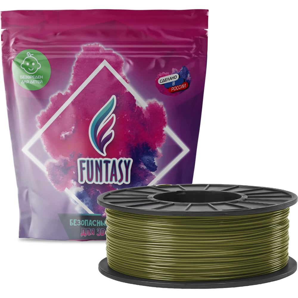 Изображение товара Пластик PETG в катушке Funtasy 1.75 мм 1 кг цвет хаки для 3D печати