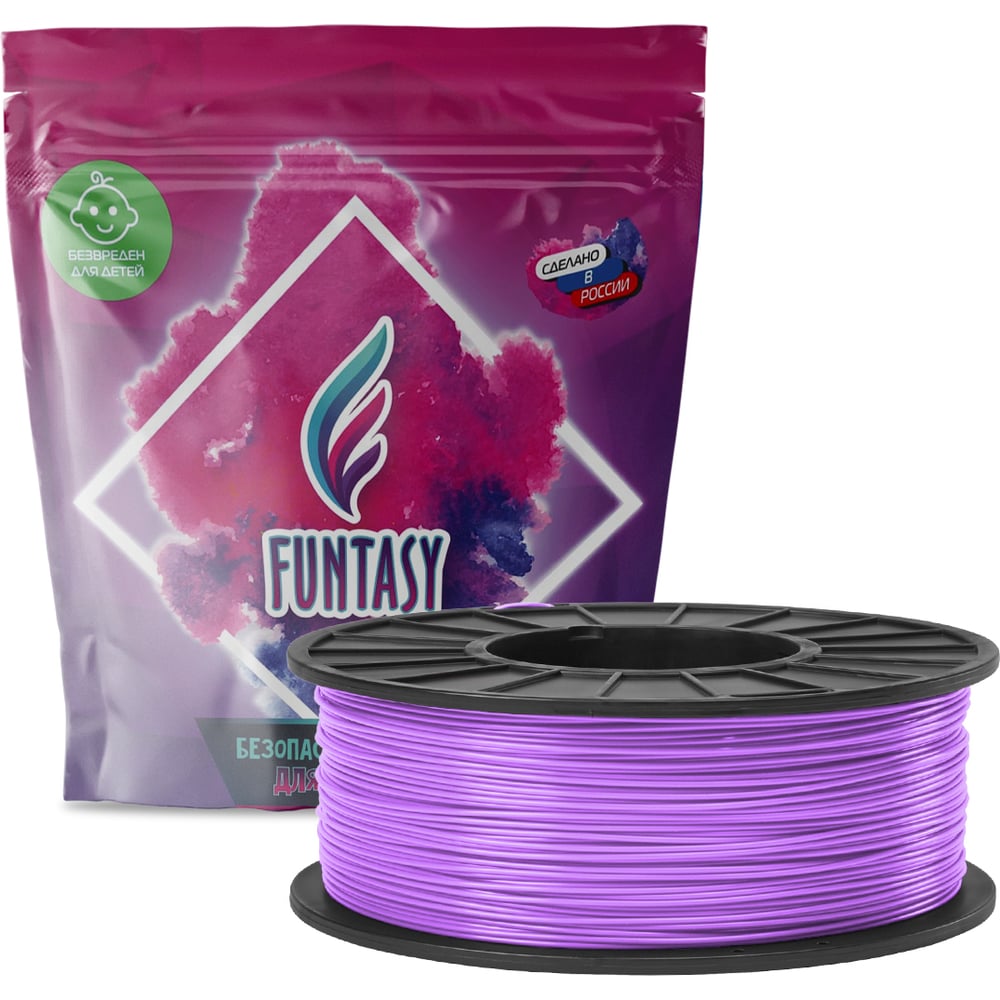 Изображение товара Пластик PETG в катушке Funtasy 1.75 мм сиреневый 1 кг для 3D-принтера