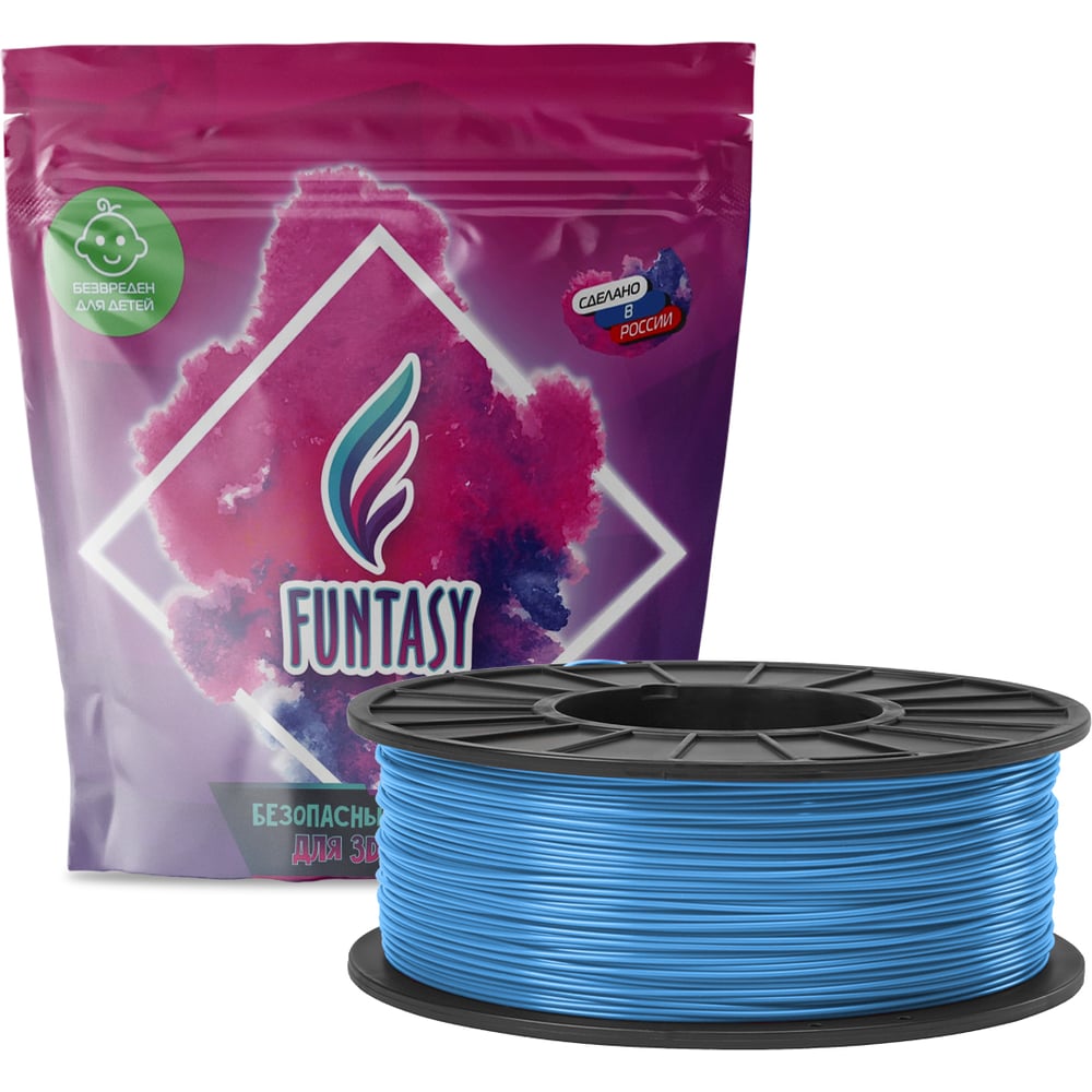 Изображение товара Пластик в катушке Funtasy PLA 1.75 мм, 1 кг, цвет голубой
