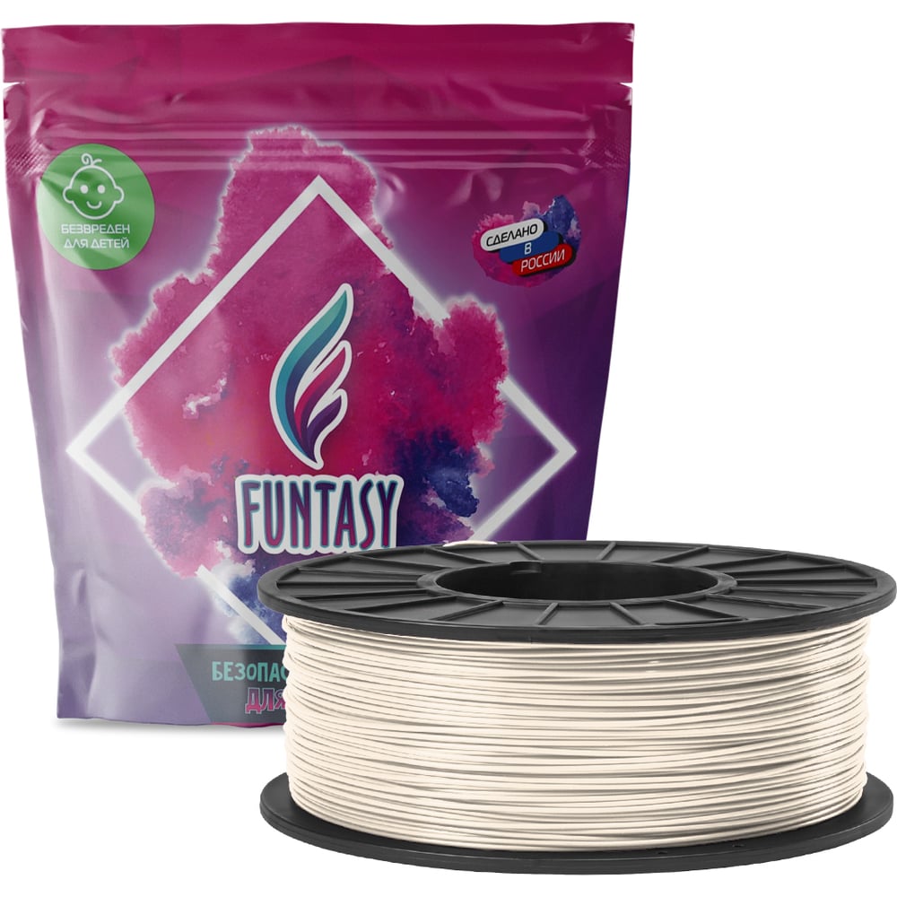 Изображение товара Пластик Funtasy PLA 1.75 мм слоновая кость 1 кг для 3D-печати