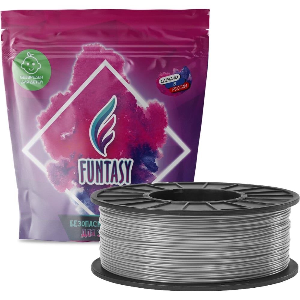 Изображение товара Пластик в катушке Funtasy PETG 1.75 мм серый 1 кг