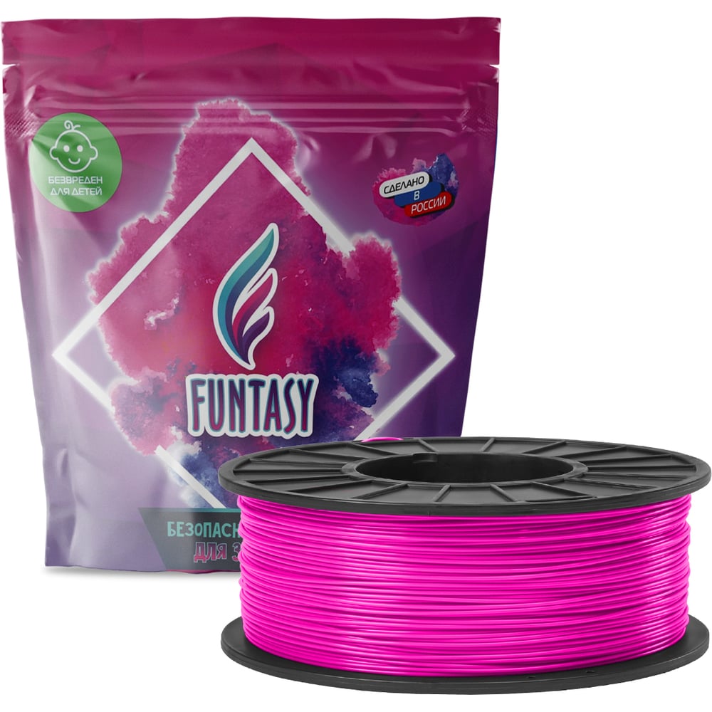 Изображение товара Пластик для 3D печати Funtasy PLA розовый 1.75 мм, 1 кг