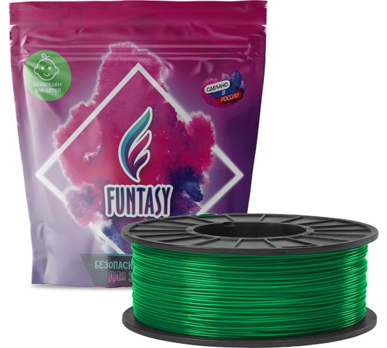 Изображение товара Пластик в катушке Funtasy  pla,1.75 мм,1 кг, цвет зеленый PLA-1KG-GN-1