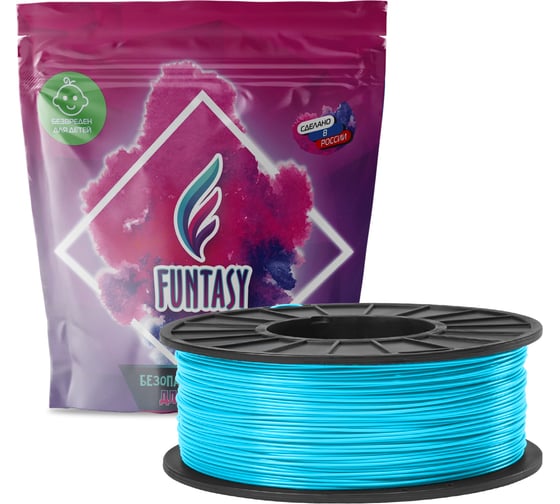 Изображение товара Пластик в катушке Funtasy  petg,1.75 мм,1 кг, цвет голубой небо PETG-1KG-BS-1