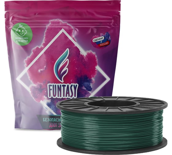 Изображение товара Пластик в катушке Funtasy  pla,1.75 мм,1 кг, цвет темно-зеленый PLA-1KG-DG-1