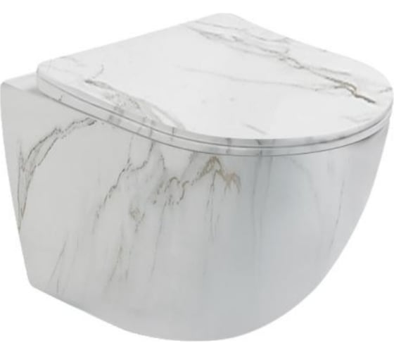 Изображение товара Подвесной безободковый унитаз Santi Line под мрамор, сиденье микролифт SL-5005MRB