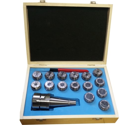 Изображение товара Патрон цанговый NT40-ER40, хвостовик конус 7:24, DIN2080, с набором цанг 15 шт. 4-26 мм GRIFF b221324