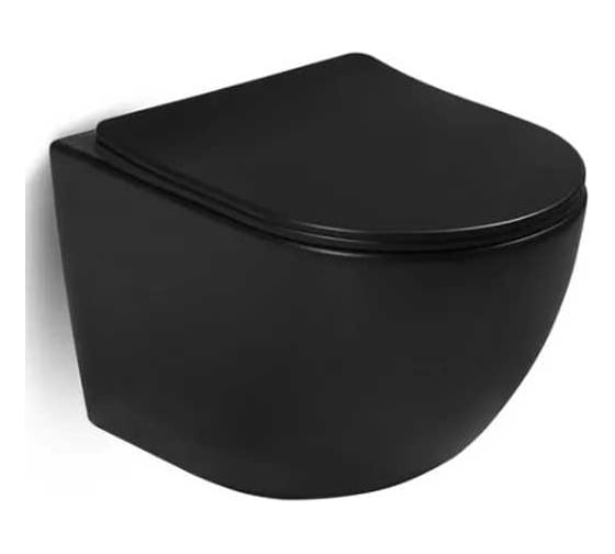 Изображение товара Подвесной безободковый унитаз Santi Line матовый чёрный, сиденье микролифт SL-5018MB