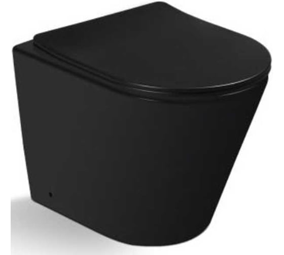 Изображение товара Приставной безободковый унитаз Santi Line матовый чёрный, сиденье микролифт SL-5020MB