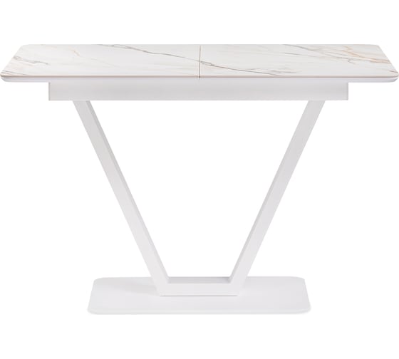 Изображение товара Стеклянный стол Woodville Бугун 120x80x77, белый мрамор с прожилками/белый 532390
