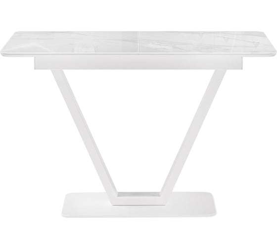 Изображение товара Стеклянный стол Woodville Бугун 120x80x77, белый мрамор/белый 532391