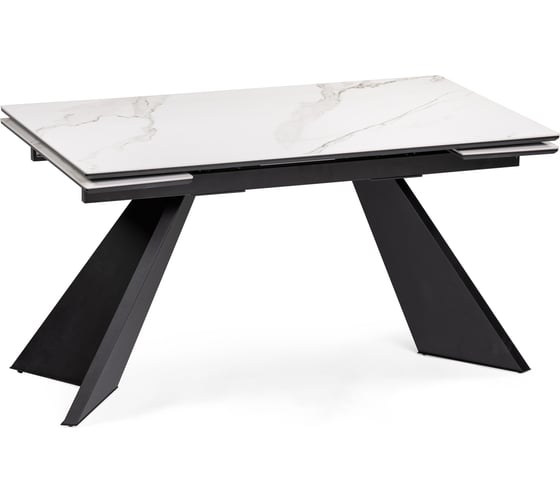 Изображение товара Керамический стол Woodville Ливи 140x80x78, белый мрамор/черный 532400