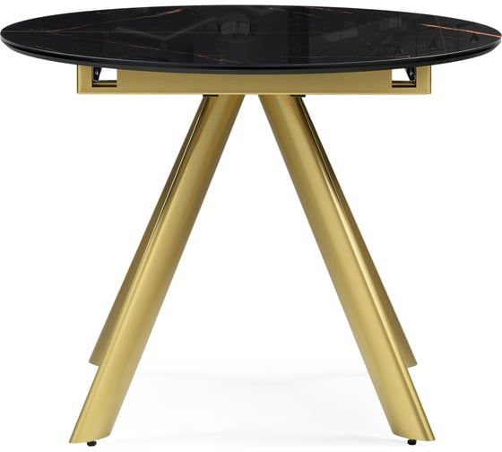 Изображение товара Стеклянный стол Woodville Галвестон 100x76, обсидиан/черный/золото 532392