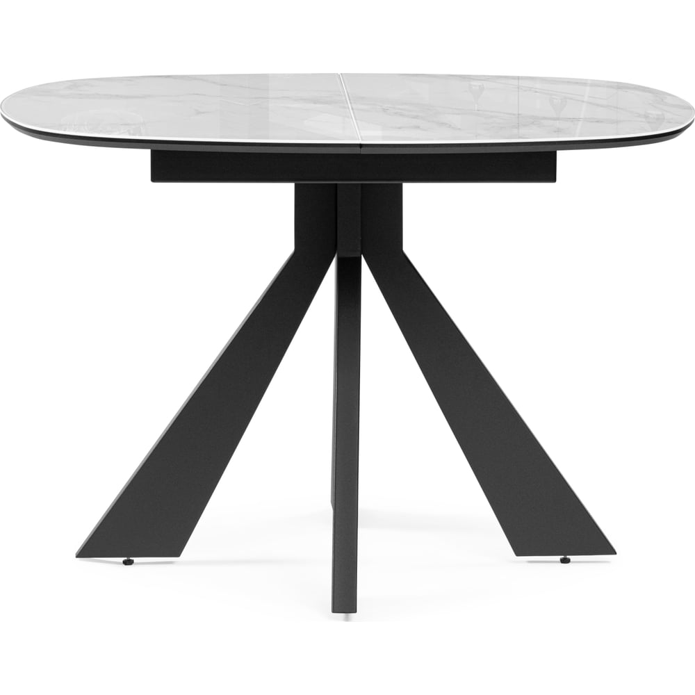 Стеклянный стол Woodville, цвет белый мрамор/черный