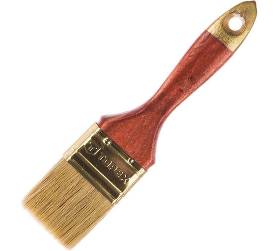 Изображение товара Плоская кисть 2 дюйма (лакированная деревянная ручка, натуральная щетина, для масляных красок) TOPEX Профи 19b620