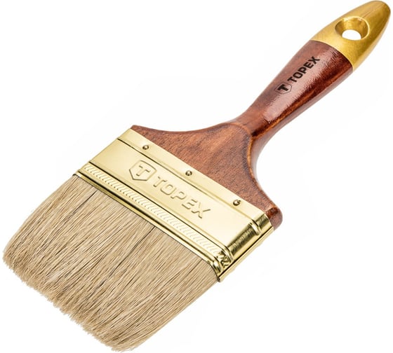 Изображение товара Плоская кисть 4 дюйма (лакированная деревянная ручка, натуральная щетина, для масляных красок) TOPEX Профи 19b640