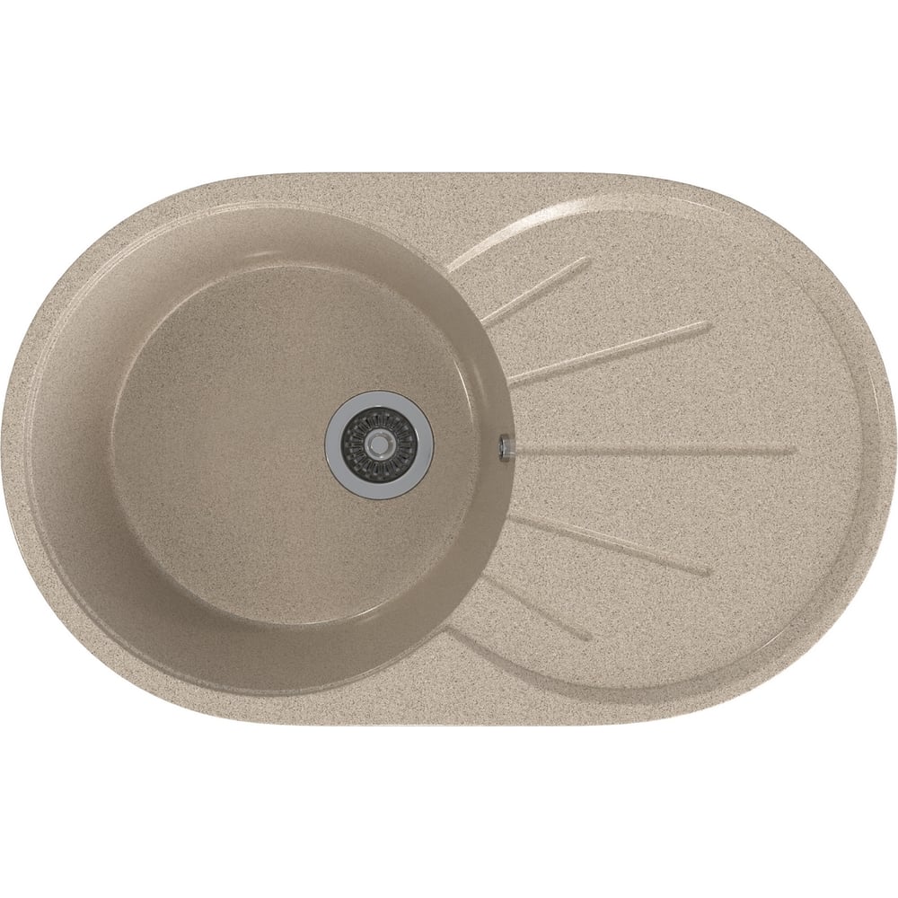 Изображение товара Мойка кухонная овальная с крылом MIXLINE ML-GMS05 песочный стандарт