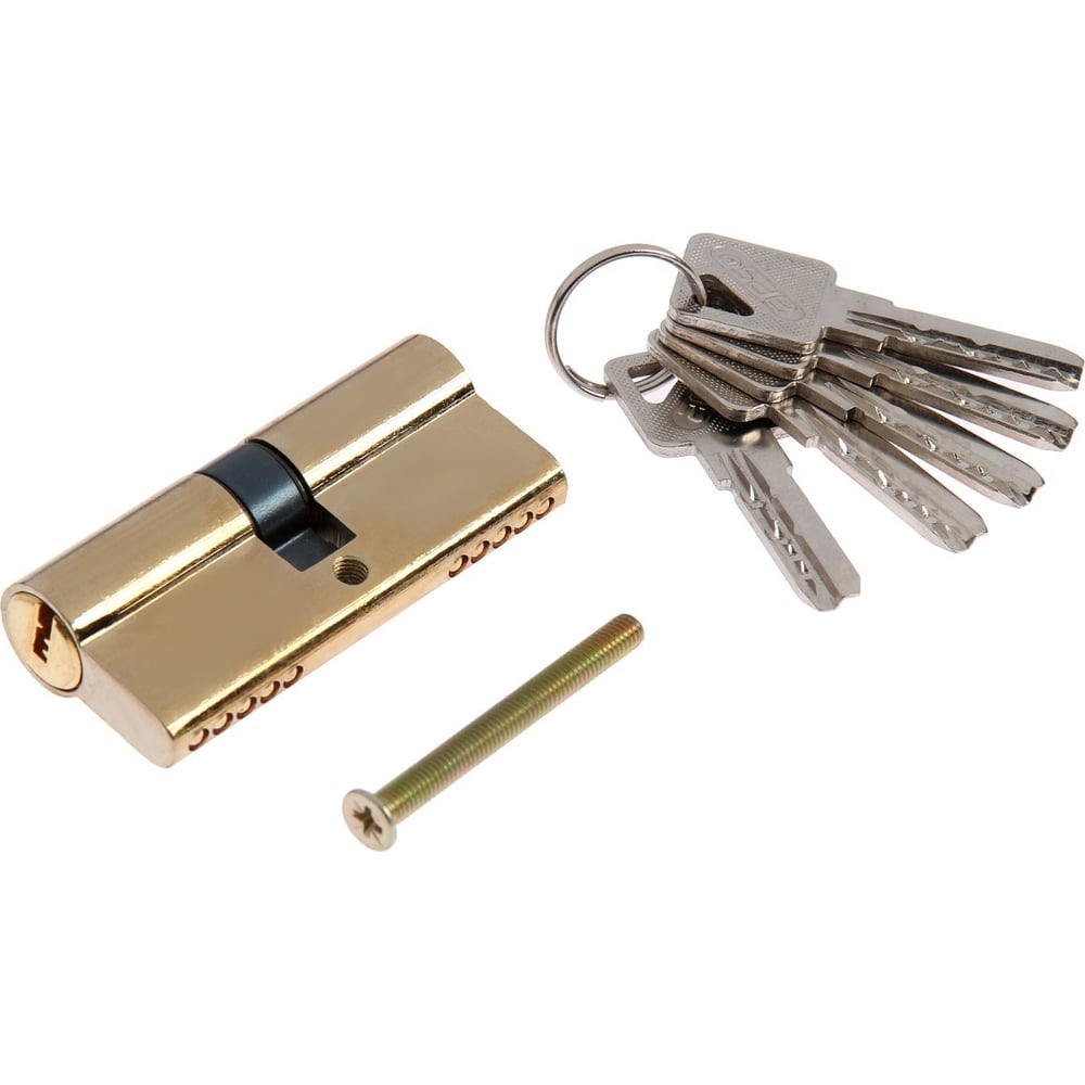 Изображение товара Цилиндровый механизм ТУНДРА 70 мм с перфорированным ключом, золото