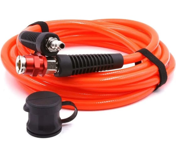 Изображение товара Шланг пневматический полиуретановый (5 м, 8х12 мм, быстросъем Rapid M+F латунь, 10-16 бар, красный) HQ-mech HQ-AH06-512RED УТ000002509