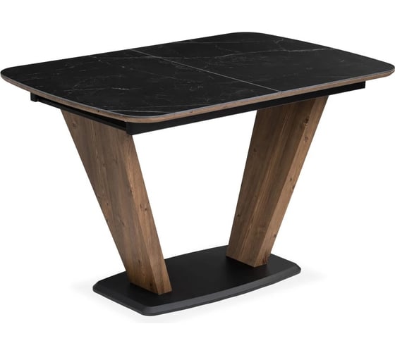 Изображение товара Керамический стол Woodville Петир 120x80x75, черный мрамор/орех/черный 532377
