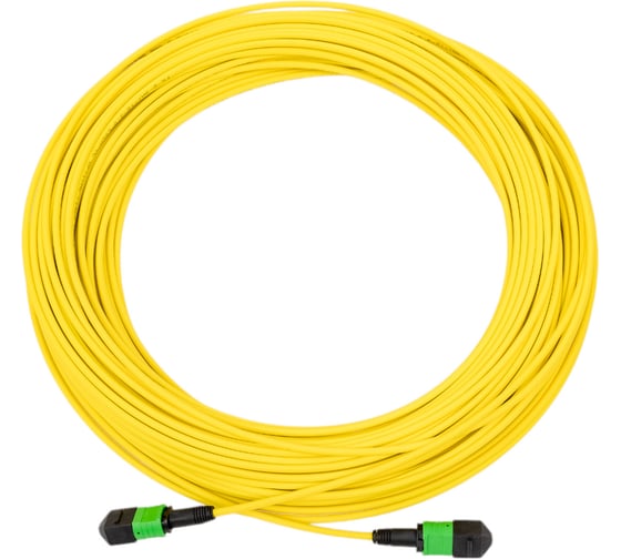 Изображение товара Кабельная сборка TopLan MPO-MPO, 12 волокон OS2, тип B (Key Up-Key Up), низкие потери, LSZH, 30 м, желтая TOP-12M-12M/OS2B-30