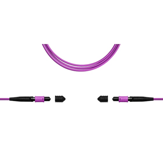 Изображение товара Кабельная сборка TopLan MPO-MPO, 12 волокон OM4, тип B (Key Up-Key Up), низкие потери, LSZH, 15 м, розовая TOP-12M-12M/OM4B-15