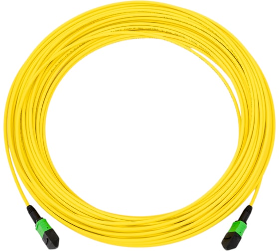 Изображение товара Кабельная сборка TopLan MPO-MPO, 12 волокон OS2, тип B (Key Up-Key Up), низкие потери, LSZH, 20 м, желтая TOP-12M-12M/OS2B-20