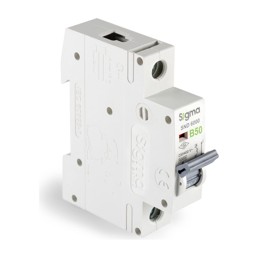 Изображение товара Автоматический выключатель Sigma Elektrik 1P B 50A 6kA 6SM150B для защиты электросистем