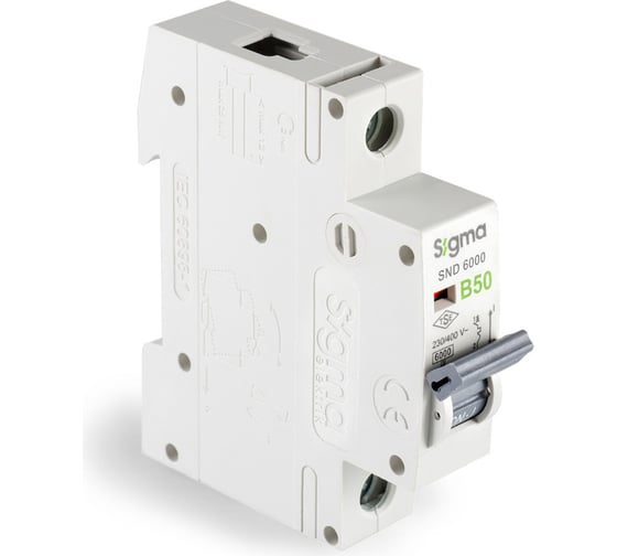 Изображение товара Автоматический выключатель Sigma Elektrik 1P B 50A 6kA 6SM150B
